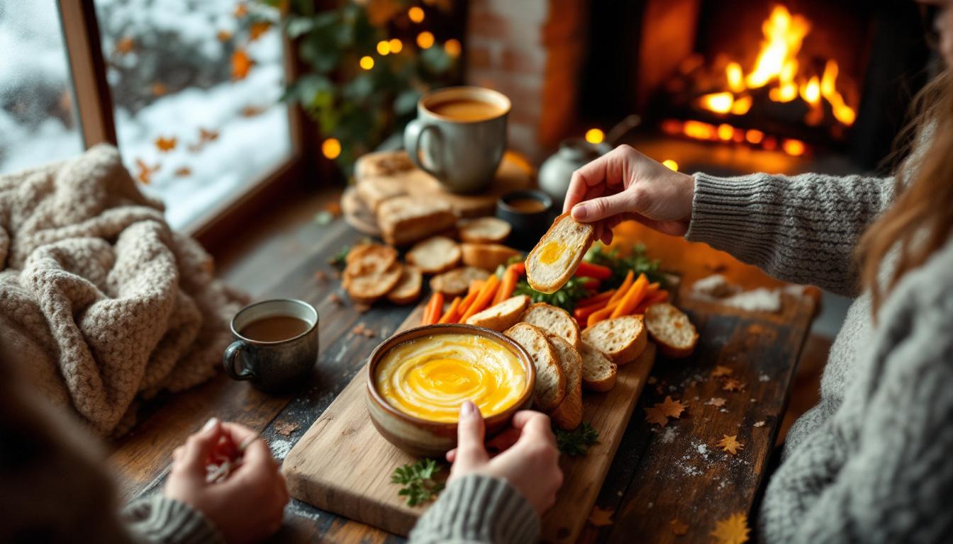 geniet van onze geroosterde knoflookdip, de ideale smaakvolle snack voor gezellige, koude avonden.